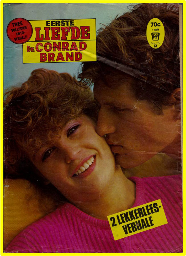 Oorspronklike voorblad van die Suid-Afrikaanse fotoverhaal-reeks Eerste Liefde en Dr Conrad Brand (Medies & Hospitaal, Engels fotoverhaal) - Uitgegee deur Republikeinse Publikasies
